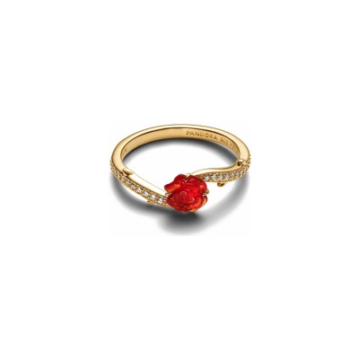 Bague Pandora X Disney La Belle Et La Bête Rose Enchantée en métal doré, taille 54
