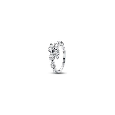 Bague Pandora Chevauchement Scintillant en argent et oxyde de zirconium, taille 52