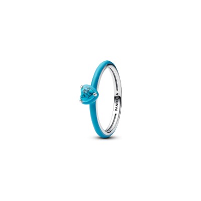 Bague Pandora Pierre Cœur Turquoise en argent, taille 54