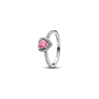 Bague Pandora Cœur Rose Surélevé en argent, taille 56