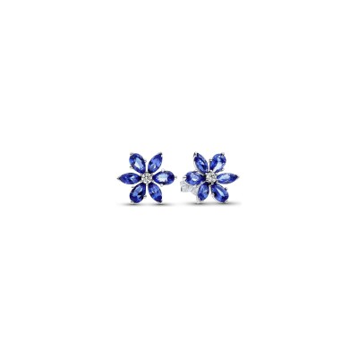 Boucles d'oreilles Pandora Herbier Bleu Scintillant en argent, oxydes de zirconium et cristaux