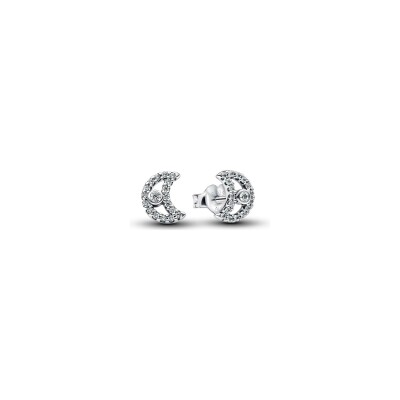Boucles d'oreilles Pandora Lune Scintillants en argent et oxydes de zirconium