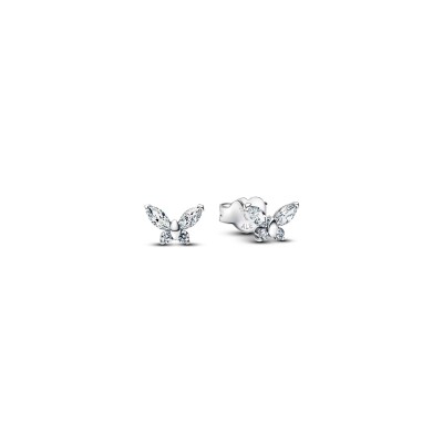 Boucles d'oreilles Pandora Papillon en argent et oxydes de zirconium