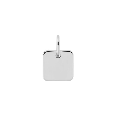 Pendentif à graver plaque rectangle carré en argent rhodié