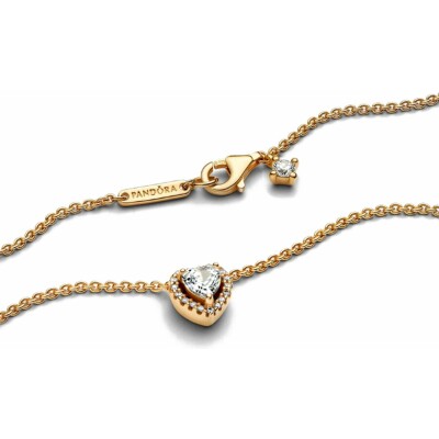 Collier Pandora Coeur Scintillant en métal doré, taille 45 cm