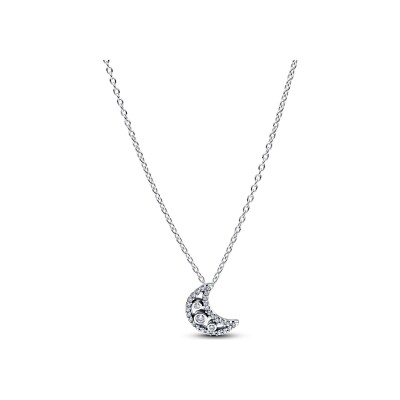 Collier Pandora Croissant de Lune en argent et oxydes de zirconium, 50 cm