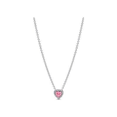 Collier Pandora Cœur Surélevé Rose en argent