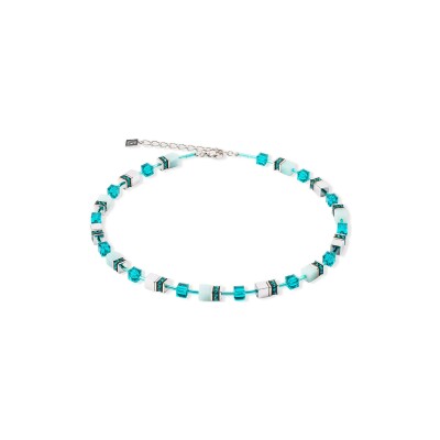 Collier Coeur de Lion GeoCUBE Iconic Precious en acier, amazonite, cristaux Swarovski et hématite et strass