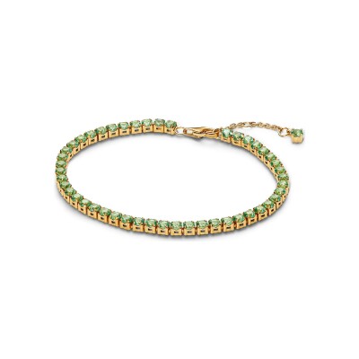 Bracelet Pandora Rivière Vert Scintillant en métal doré, 18 cm