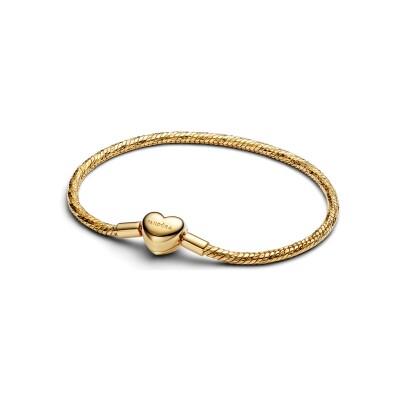 Bracelet Pandora Maille Serpent Facetté Fermoir Cœur en métal doré, 18 cm