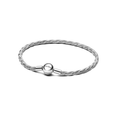 Bracelet Pandora Maille Serpent Torsadée Fermoir Rond en argent, taille 20cm