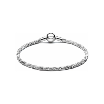 Bracelet Pandora Maille Serpent Torsadée Fermoir Rond en argent, taille 20cm