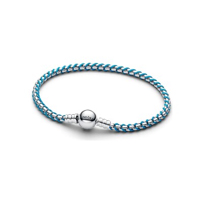 Bracelet Pandora Maille Serpent Cordon Bleu en argent, 20 cm