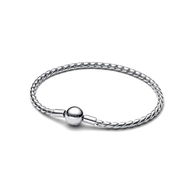 Bracelet Pandora Maille Ailéee Fermoir Rond en argent, taille 19cm