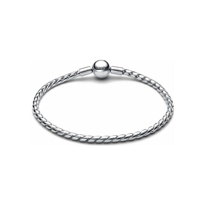 Bracelet Pandora Maille Ailéee Fermoir Rond en argent, taille 19cm