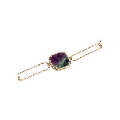 Bracelet en plaqué or et rubis zoisite