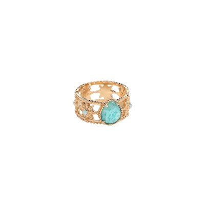 Bague en plaqué or et amazonite