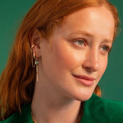 Mono boucle d'oreille en plaqué or et amazonite