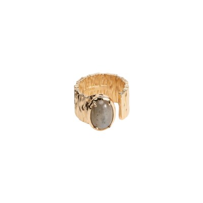 Bague en plaqué or et labradorite