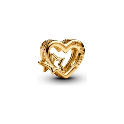 Charm Pandora Ajouré Famille Cœur Et Étoile en métal doré