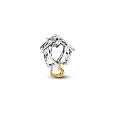 Charm Pandora Maison et Cœur en argent et métal doré