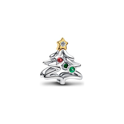 Charm Pandora Sapin de Noël en argent, métal doré et oxydes de zirconium