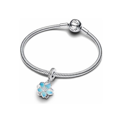 Charm Pandora Pendant Fleur Bleue en argent