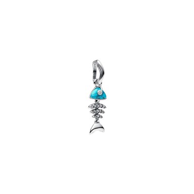 Charm Pandora Pendant Arête De Poisson Turquoise en argent
