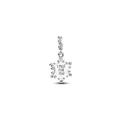 Charm Pandora Double Flocon de Neige Opalescent en argent, résine et oxydes de zirconium