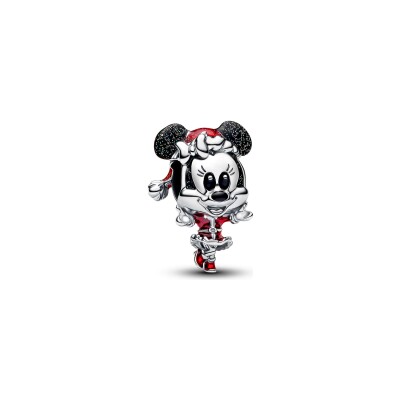 Charm Disney x Pandora Minnie en Tenue de Noël en argent et émail
