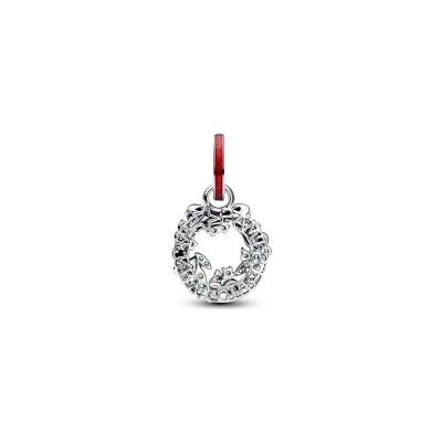 Charm Pandora Double Couronne de Noël en argent, émail et oxydes de zirconium