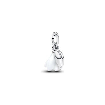 Charm Pandora Perce-Neige en argent, verre de Murano et oxydes de zirconium