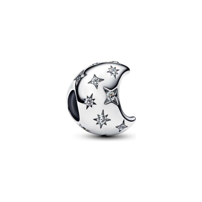 Charm Pandora Croissant de Lune en argent et oxydes de zirconium