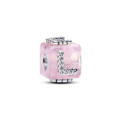 Charm Pandora Moments Love Cube en argent, oxyde de zirconium et verre de Murano