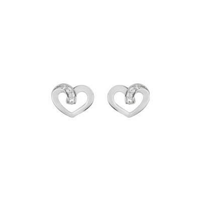 Boucles d'oreilles clous en argent rhodié et oxyde de zirconium