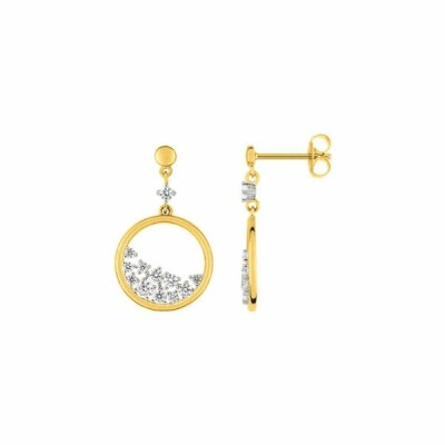 Boucles d'oreilles pendantes en plaqué or jaune et blanc