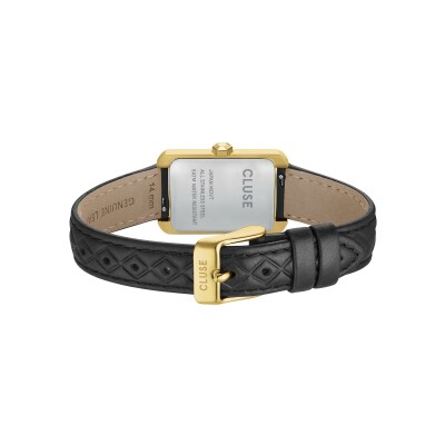 Montre Cluse Belisenna Watch Leather, Black Quilted, Gold Colour