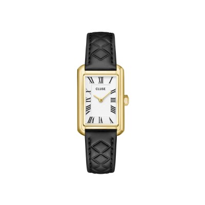 Montre Cluse Belisenna Watch Leather, Black Quilted, Gold Colour