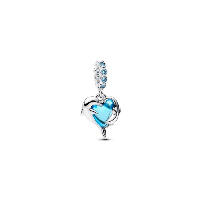 Charm Pandora Dauphins verre De Murano en argent